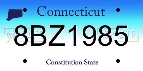 8BZ1985 Connecticut License Plate