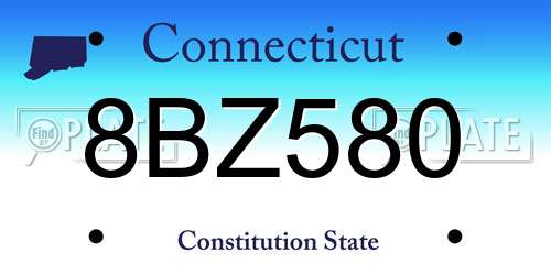 8BZ580 Connecticut License Plate