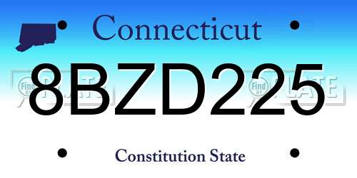 8BZD225 Connecticut License Plate