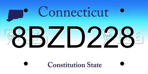 8BZD228 Connecticut License Plate