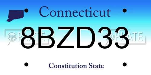 8BZD33 Connecticut License Plate