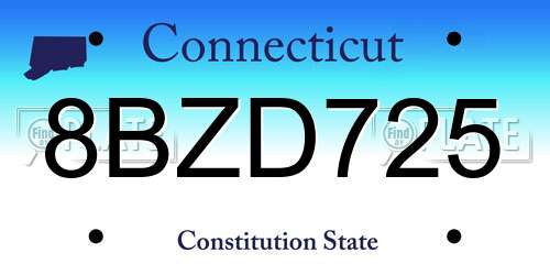 8BZD725 Connecticut License Plate