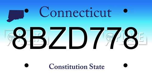 8BZD778 Connecticut License Plate