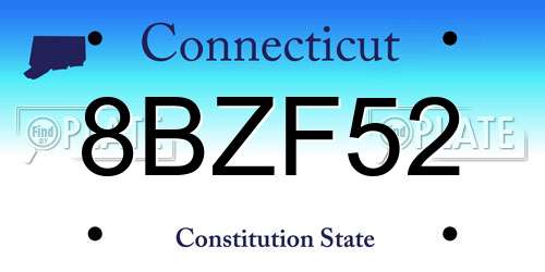 8BZF52 Connecticut License Plate