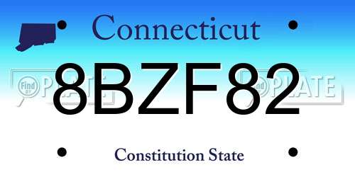 8BZF82 Connecticut License Plate