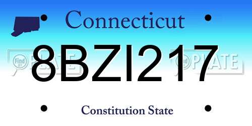 8BZI217 Connecticut License Plate