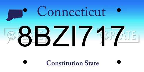 8BZI717 Connecticut License Plate