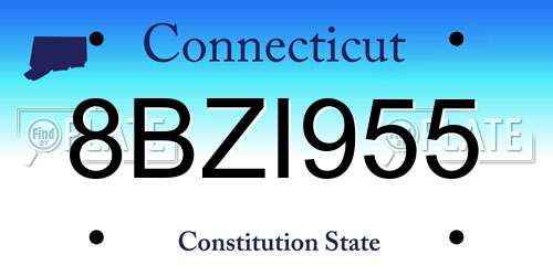 8BZI955 Connecticut License Plate