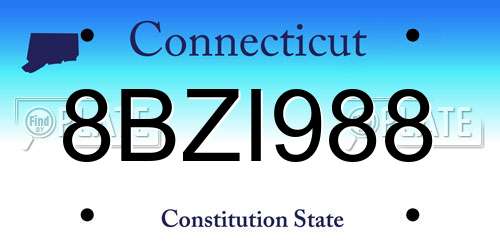8BZI988 Connecticut License Plate