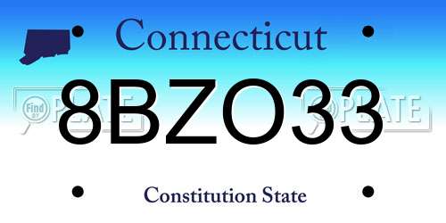 8BZO33 Connecticut License Plate