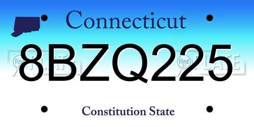 8BZQ225 Connecticut License Plate