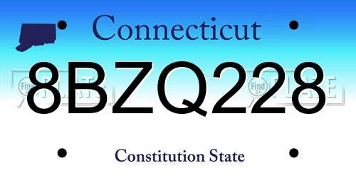 8BZQ228 Connecticut License Plate