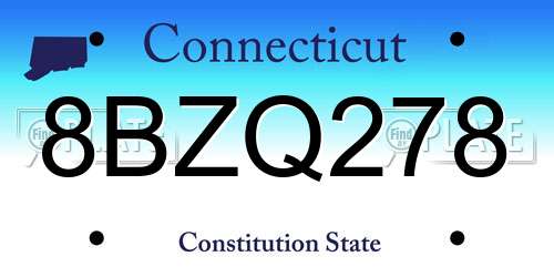 8BZQ278 Connecticut License Plate