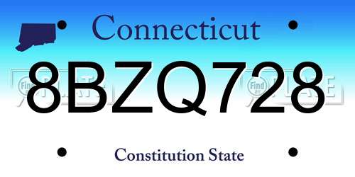 8BZQ728 Connecticut License Plate