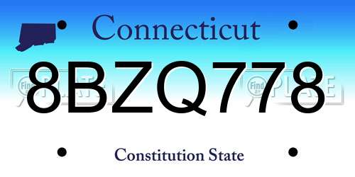 8BZQ778 Connecticut License Plate