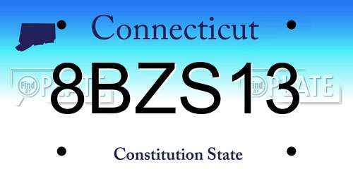 8BZS13 Connecticut License Plate