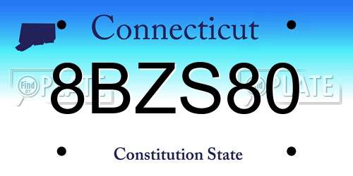 8BZS80 Connecticut License Plate