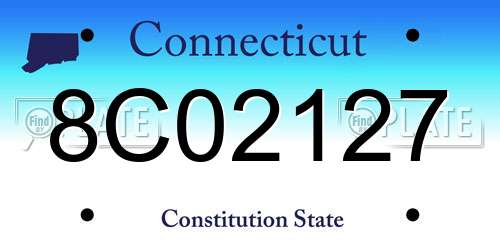 8C02127 Connecticut License Plate