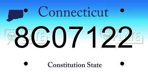 8C07122 Connecticut License Plate