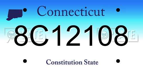 8C12108 Connecticut License Plate