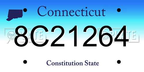 8C21264 Connecticut License Plate