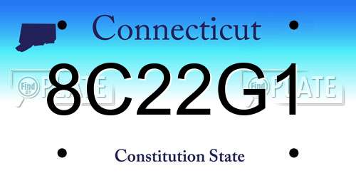 8C22G1 Connecticut License Plate