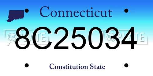 8C25034 Connecticut License Plate