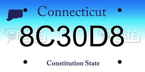 8C30D8 Connecticut License Plate