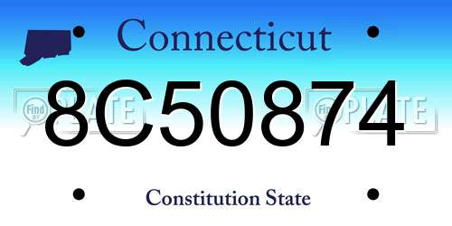 8C50874 Connecticut License Plate