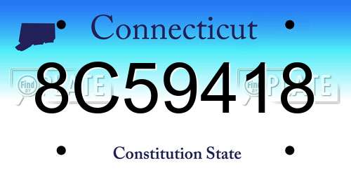 8C59418 Connecticut License Plate