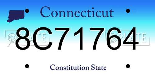 8C71764 Connecticut License Plate