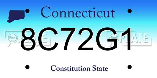 8C72G1 Connecticut License Plate