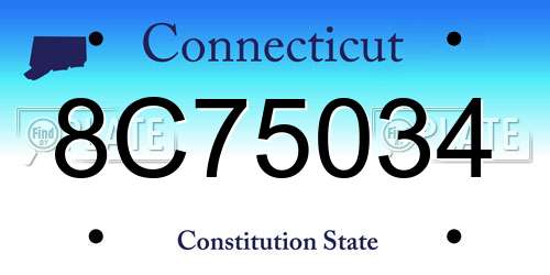 8C75034 Connecticut License Plate