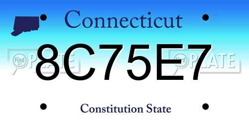8C75E7 Connecticut License Plate