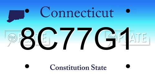8C77G1 Connecticut License Plate