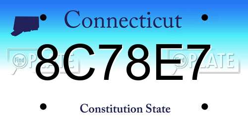 8C78E7 Connecticut License Plate