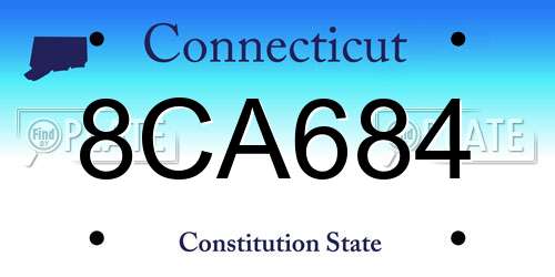 8CA684 Connecticut License Plate