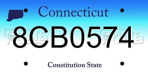 8CB0574 Connecticut License Plate