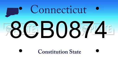 8CB0874 Connecticut License Plate