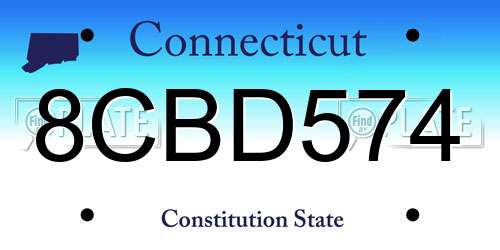 8CBD574 Connecticut License Plate