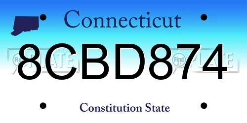 8CBD874 Connecticut License Plate