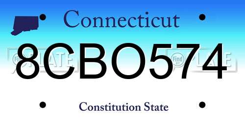 8CBO574 Connecticut License Plate