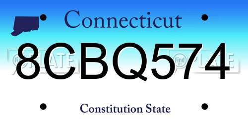 8CBQ574 Connecticut License Plate