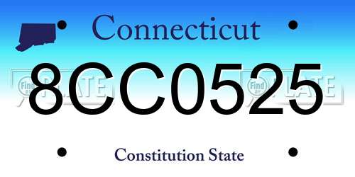 8CC0525 Connecticut License Plate