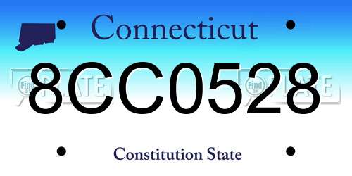 8CC0528 Connecticut License Plate