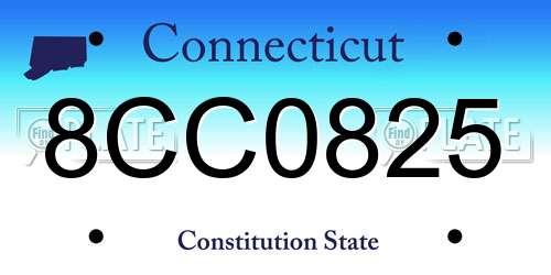 8CC0825 Connecticut License Plate
