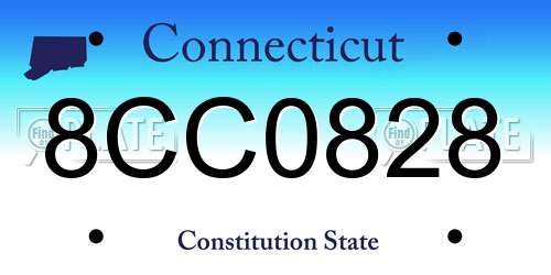 8CC0828 Connecticut License Plate