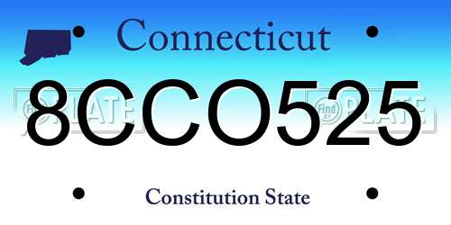 8CCO525 Connecticut License Plate