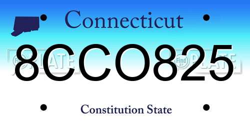 8CCO825 Connecticut License Plate