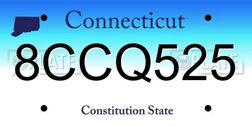 8CCQ525 Connecticut License Plate